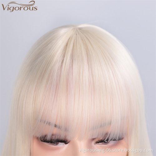 Vigorous Women's Long Straight with Bangs Synthetic Wig Heat Resistant Fiber Hair Cosplay Party Wigs Wholesale Price